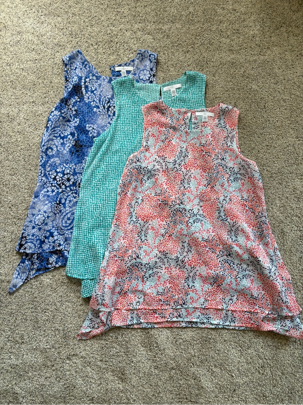 Three-Pack Fever Sleeveless Boho Tropical & Floral Print Women’s Tank Tops